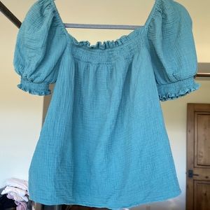 J Crew glaze top in blue-green size M